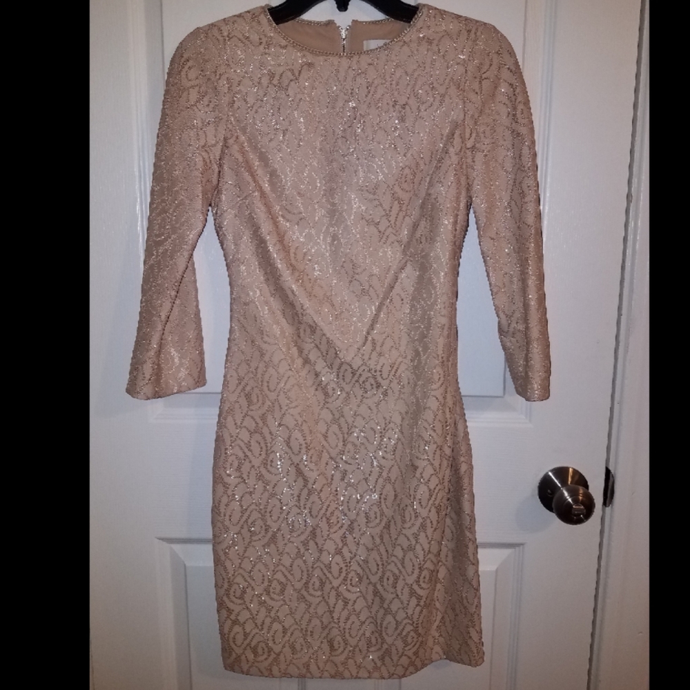 Champagne Gold Badgely Mischka Cocktail Dress 0